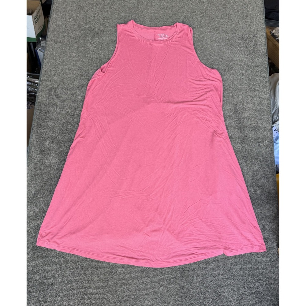 Time and Tru Pink Sleeveless Swing Dress XL Relaxed Rayon Spandex TT14100056649